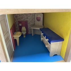 Swedish Lundby dolls house with furniture, H42cm, L66cm