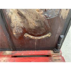 Victorian double cast iron safe by Empire safe Co. of Birmingham, two doors enclosing shelving, no keys - THIS LOT IS TO BE COLLECTED BY APPOINTMENT FROM DUGGLEBY STORAGE, GREAT HILL, EASTFIELD, SCARBOROUGH, YO11 3TX