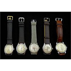 Five manual wind wristwatches including Marvin, Le Duc, Yeoman, Delbana and Ollivant & Botsford