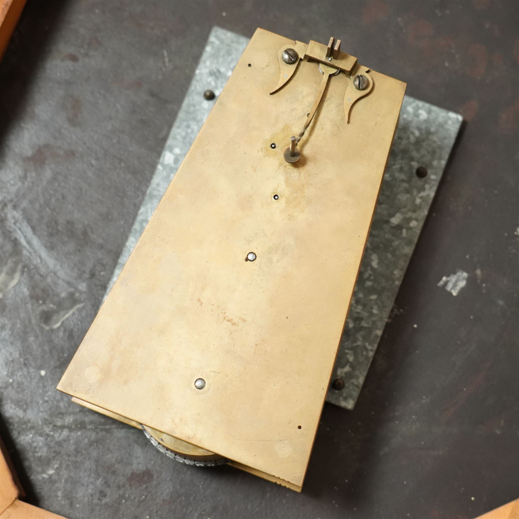 English-Large early 20th century 8-day fusee wall clock, 17 inch painted dial inscribed 