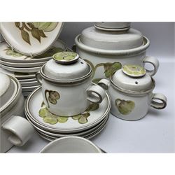 Denby Troubador pattern tea and dinner service, including eleven dinner plates, six side plates, teapot, jug, seven teacups and saucers etc (57) 
