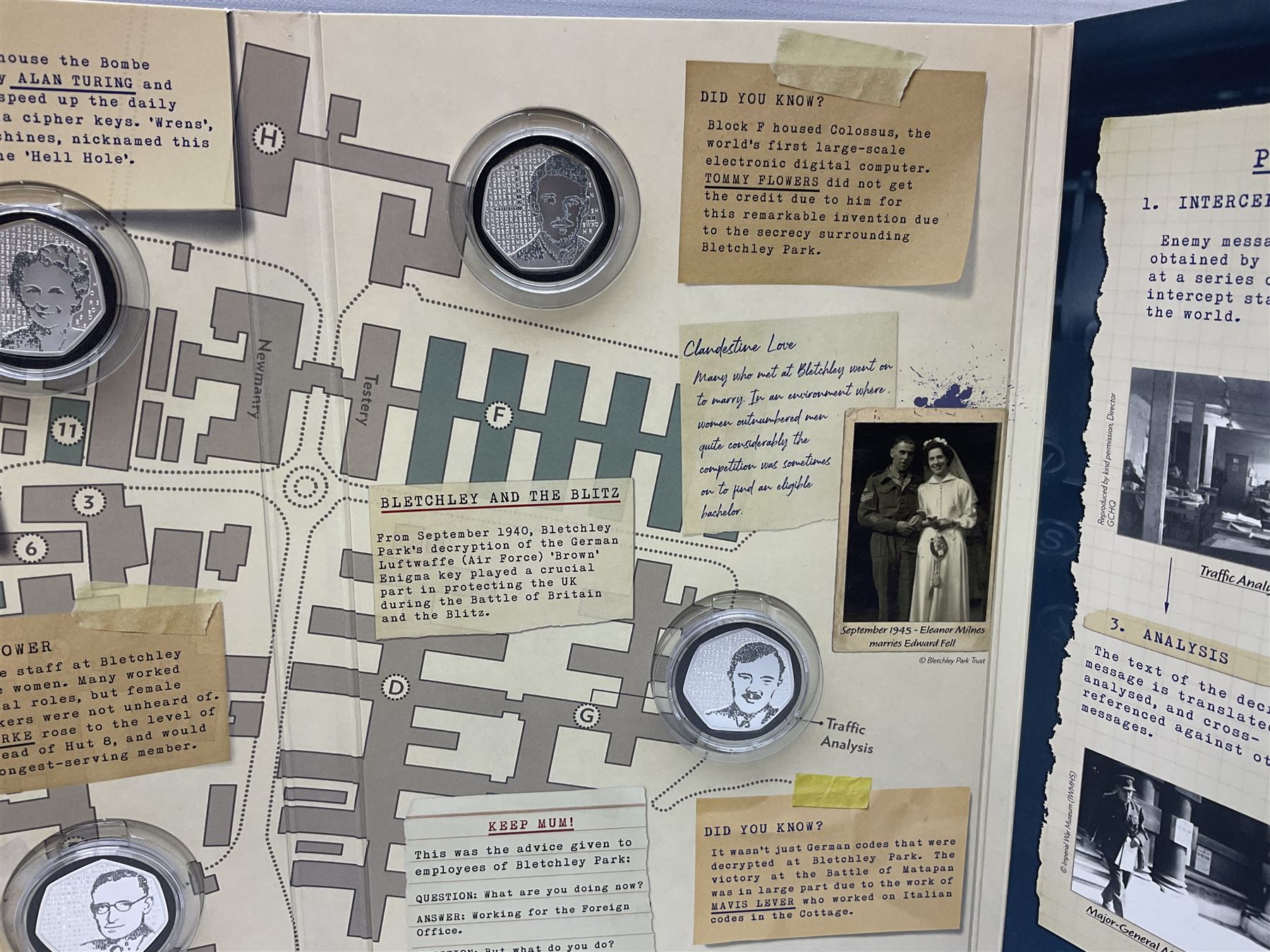 Queen Elizabeth II Tristan Da Cunha 2021 Bletchley Park seven coin set, including 'Bombe Machine' 9ct gold coin weighing 2.75 grams, housed in a presentation folders with certificates