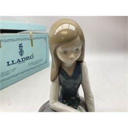Three Lladro figures, comprising Pondering, no 5173, Nostalgia, no 5071 and Nature's Bounty, no 1417, all with original boxes, largest example H27cm