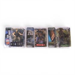 Three McFarlane Toys Movie Maniacs Alien and Predator action figures, comprising Alien Res...