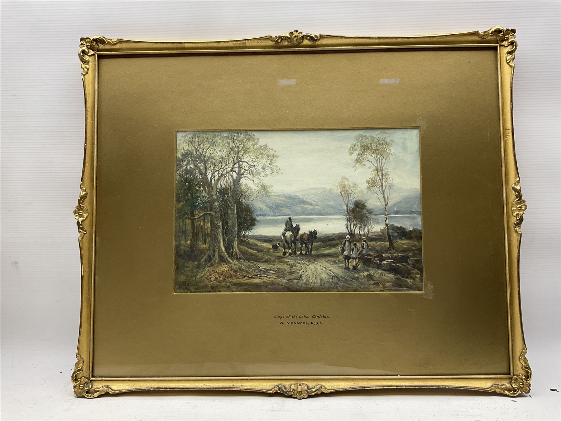 William Manners (British 1860-1930): 'Going to the Hayfield' and 'Edge of the Lake - Coniston', pair watercolours signed, titled on the mounts, 20cm x 30cm