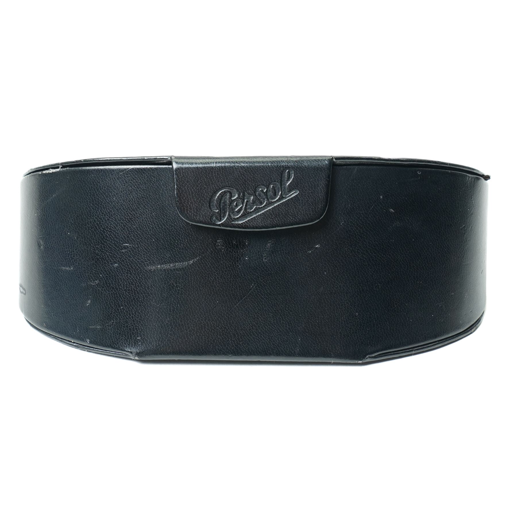 Persol tortoiseshell acetate sunglasses, handmade in Italy, with dark green lenses, signature silver-tone arrow hinges and keyhole bridge, temple interiors stamped Persol and CE marks, together with original Persol case and cloth