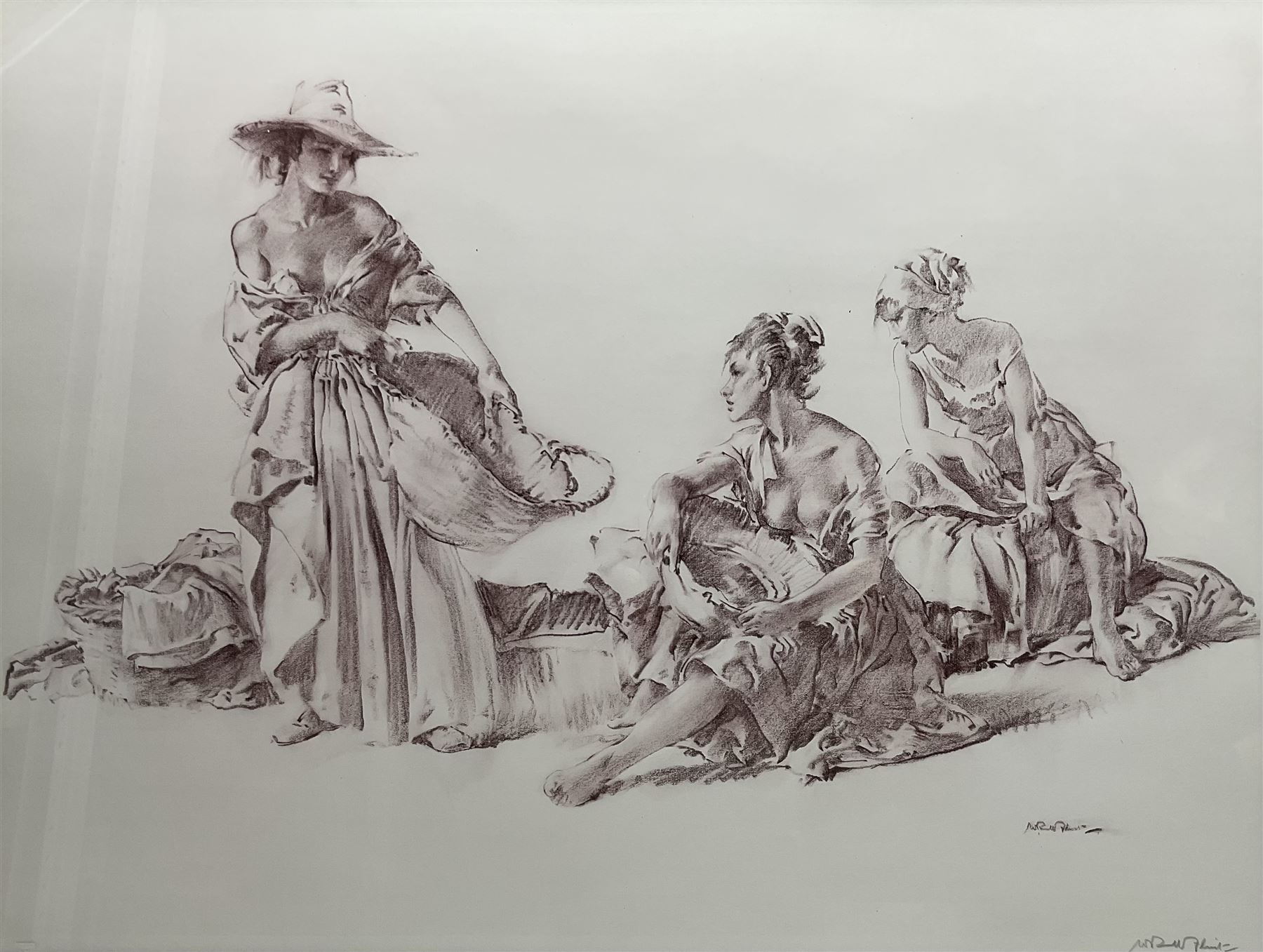 Sir William Russell Flint (Scottish 1880-1969): 'Group of Idlers', limited edition print signed in pencil pub. 1967 with Fine Art Trade Guild blindstamp 52cm x 68cm