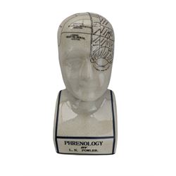 Ceramic Phrenology bust after L.N. Fowler, with crackle glaze finish, H29cm
