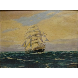  Sailing Vessel at Sea, early 20th century oil on canvas board signed J. H. Nelson dated 1902 verso 29cm x 39cm   