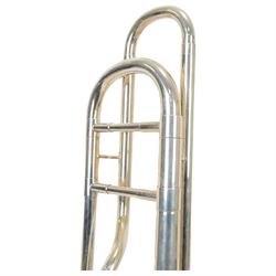 Besson Sovereign silver plated tenor trombone, with Hagmann free-flow valve, in original fitted case