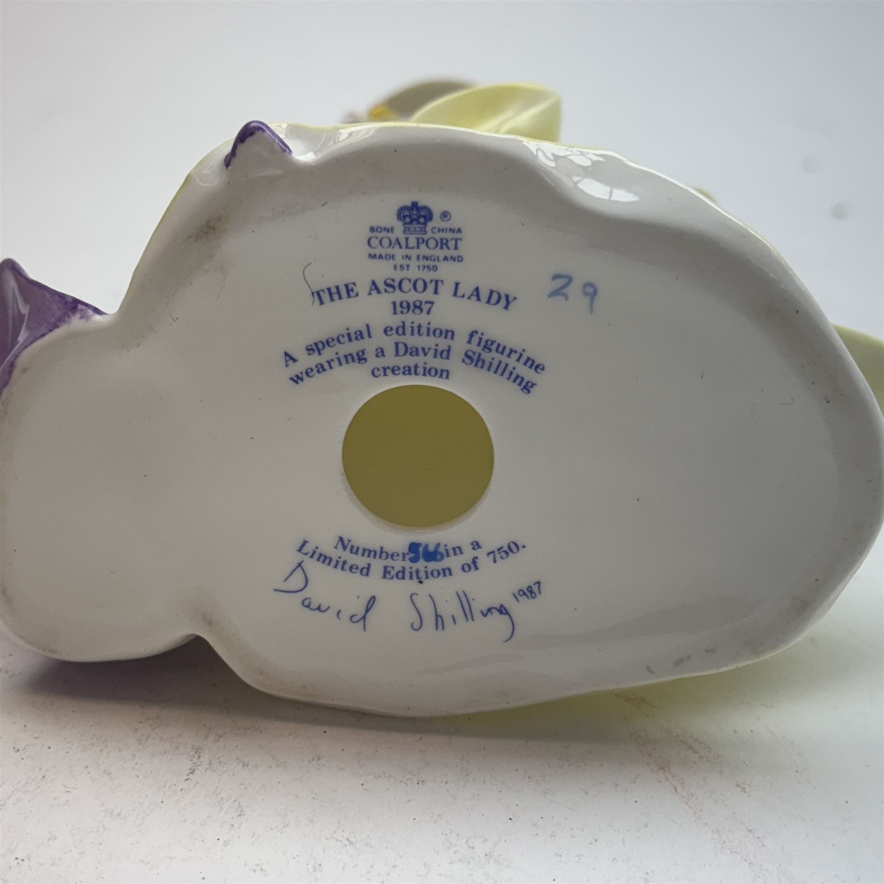 Coalport The Ascot Ladies set of six figures, comprising 1984, 1985, 1986, 1987,1988 and 1989, all with certificates and original boxes