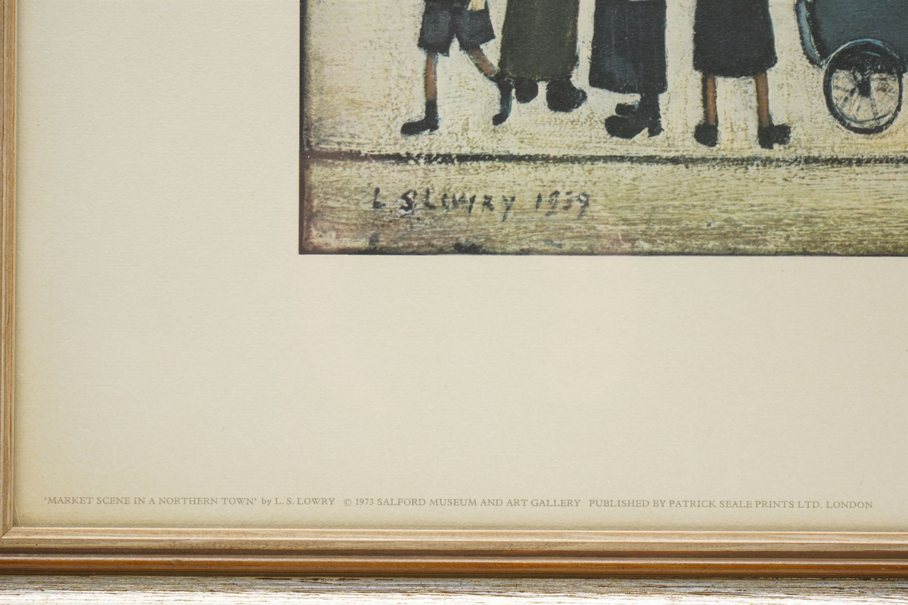 Laurence Stephen Lowry RBA RA (Northern British 1887-1976): 'Market Scene in a Northern Town', limited edition print in colours signed in pencil, from the edition of 750, pub. by Patrick Seale Prints 1973, 46cm x 61cm