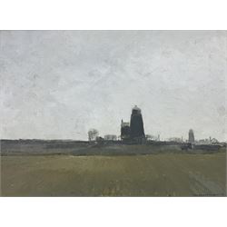 Cavendish Morton (British 1911-2015): 'Old Lighthouses - River Nene' Northamptonshire, oil on board signed and dated '71, titled verso 29cm x 39cm