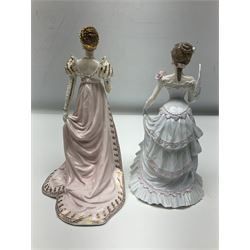 Coalport Femmes Fatales limited edition figures, Empress Josephine and Lillie Langtry, largest H23cm