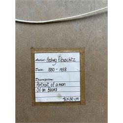 Hedwig Brecher Eibuschitz (Austrian 1880-1959): Portrait of a Man, oil on board unsigned, titled verso 42cm x 30cm; Continental School (20th Century): Portrait of Lady with Headscarf, pencil sketch signed with monogram 18cm x 19cm (2)