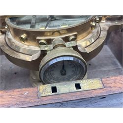 Late 19th century brass mining dial by John Davis & Son London & Derby No.790, the 12cm circular silvered compass with two spirit levels and two folding sights, inclination dial with bevelled glass cover, on adjustable base marked '1023 Pat. No. 2084' with tripod mount L27cm overall; in mahogany box bearing paper labels for maker and repairer T.B. Winter & Son Newcastle