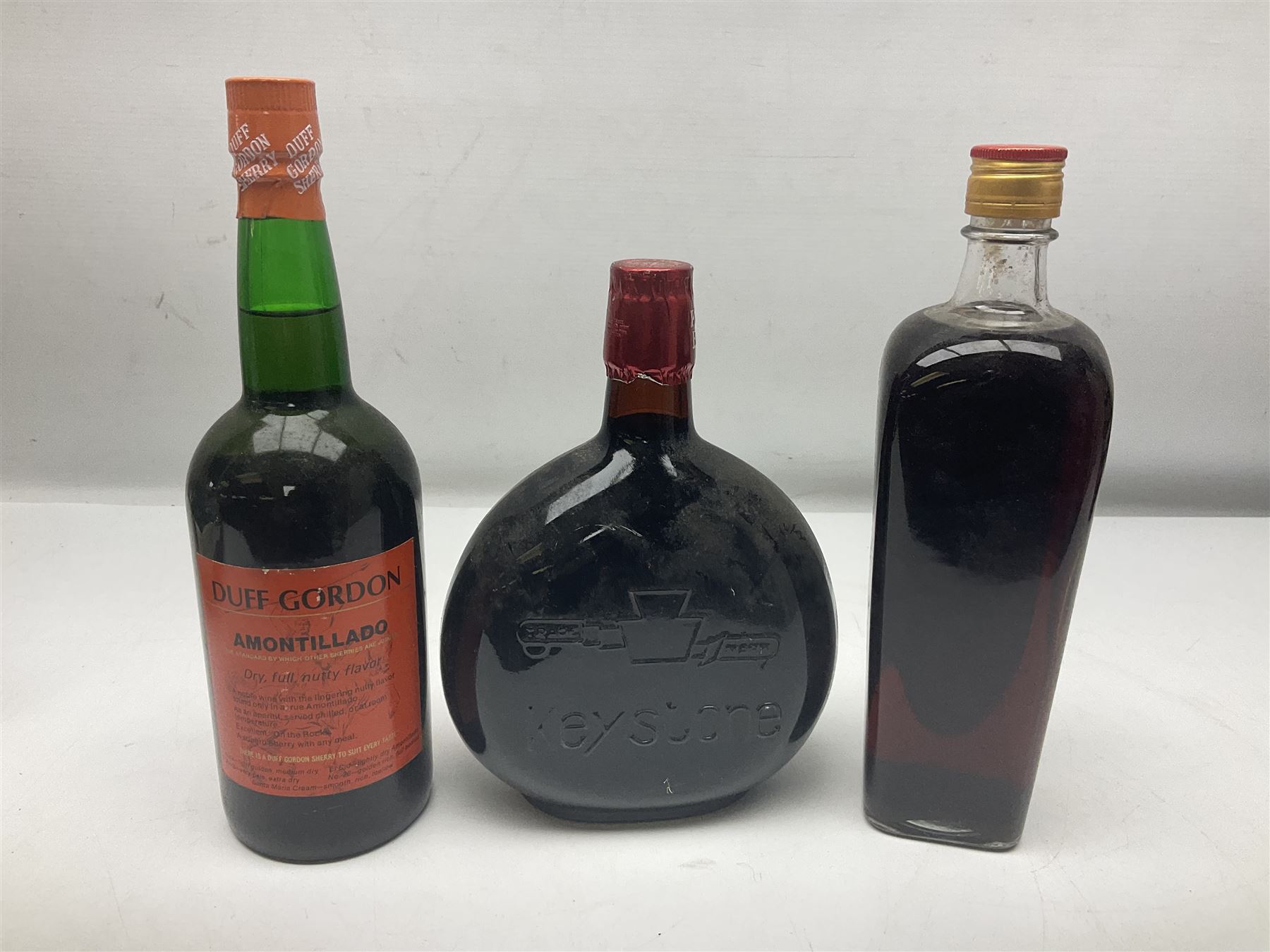 Mixed alcohol, comprising Keystone Australian Burgundy, unknown content and proof, Maldano New Yorker Wine Aperitif, unknown content and proof and Duff Gordon Sherry, unknown content and proof (3)