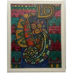 Alan Davie (Scottish 1920-2014): 'Illa Guber Mentem', oil on canvas, signed titled and dated 2010 verso 96cm x 76cm
Provenance: with the Gimpel Fils gallery, Davies Street, London, labels verso