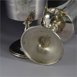 Pair of limited edition silver goblets, commemorating the 1900th  founding of the city of York by, the plain bowl with gilt interior and engraved with York crest dated AD71-1971, upon knopped stem and circular domed foot, hallmarked Barker Ellis Silver Co, Birmingham 1970, H11cm