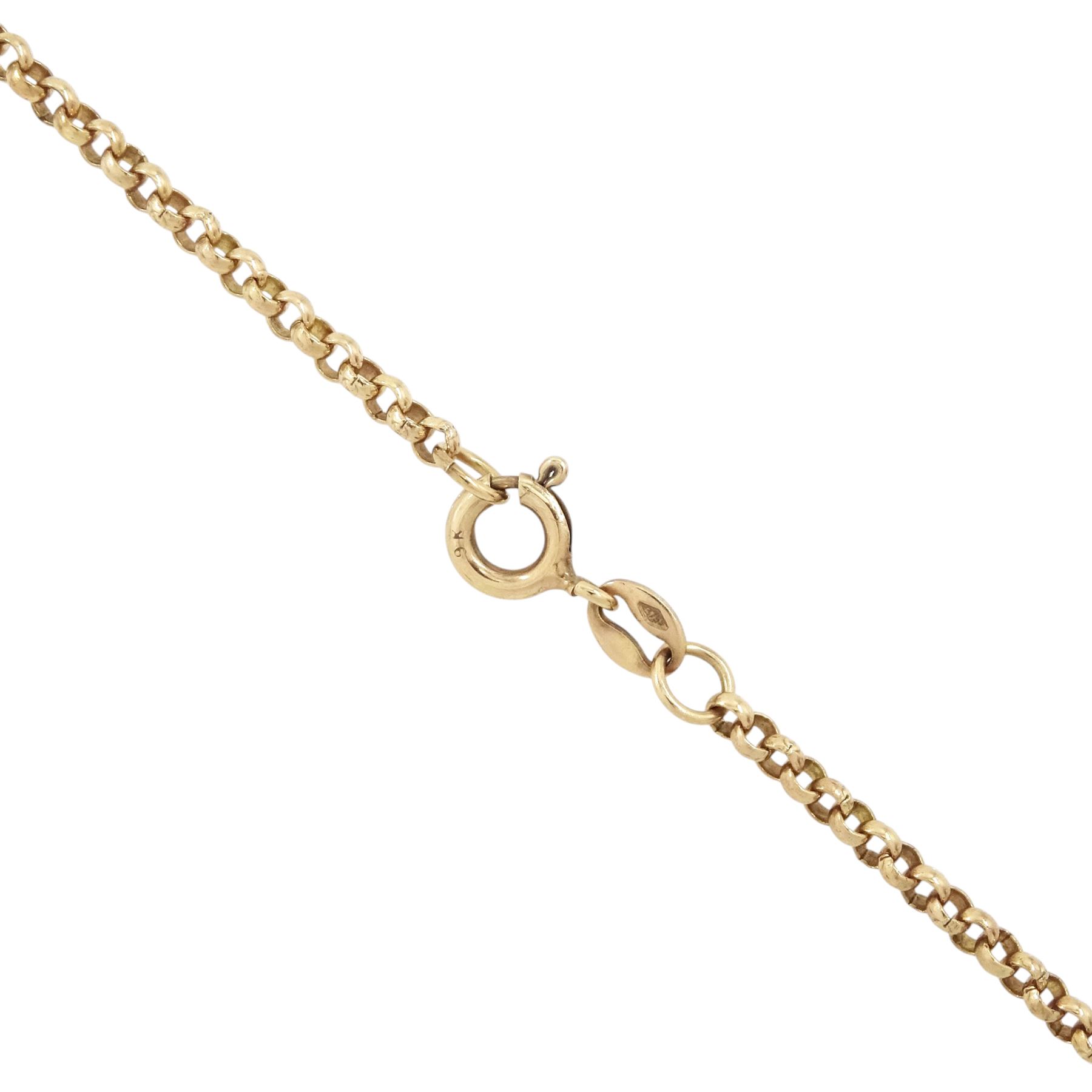 14ct gold Baltic amber pendant on gold cable link chain necklace and a pair gold Baltic amber screw back earrings within a rope twist surround, both 9ct