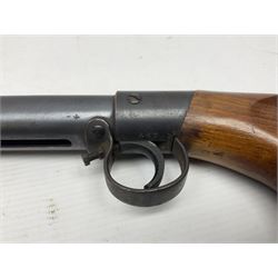 Early 20th century BSA Standard .177 Cal. Air Rifle (No.1), early A prefix number A67, with blued finish, top-loading, push-button underlever action, walnut semi-pistol grip stock with chequered BSA logo L101cm overall; with contemporary canvas case; NB: AGE RESTRICTIONS APPLY TO THE PURCHASE OF AIR WEAPONS.