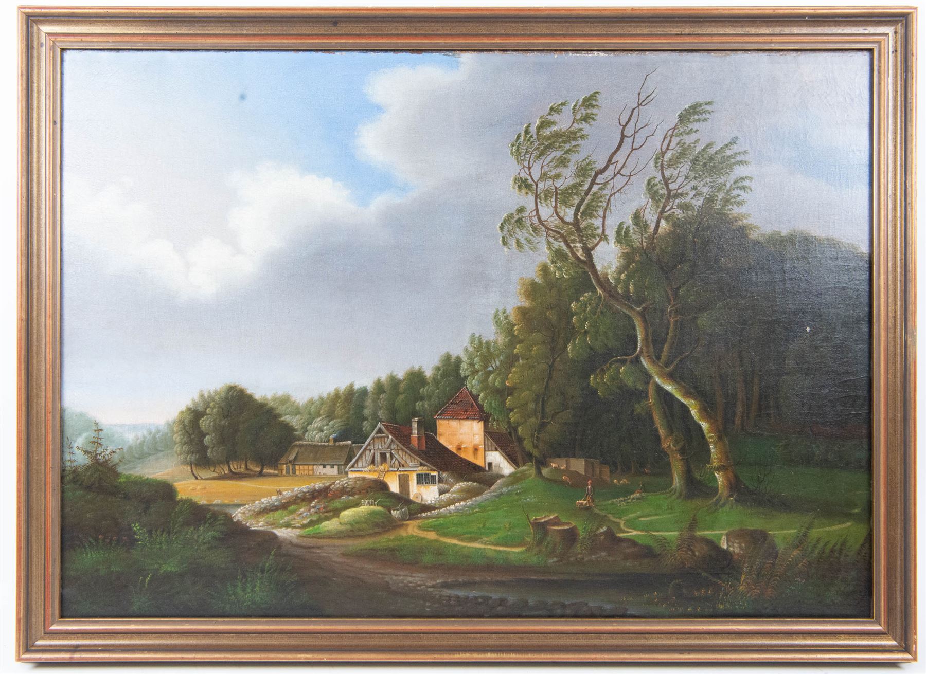 Biedermeier School (German/Austrian early 19th century): Cottage at the Edge of the Wood, oil on canvas unsigned 58cm x 83cm