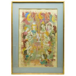Mary Berry Barnes (American Mid-20th century): The Birthday Party, gouache signed and dated 1969, 61cm x 40cm