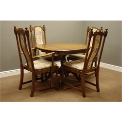  Ercol golden dawn elm extending dining table (90cm x 104cm - 149cm (extended)), and set four (3+1) high back chairs  