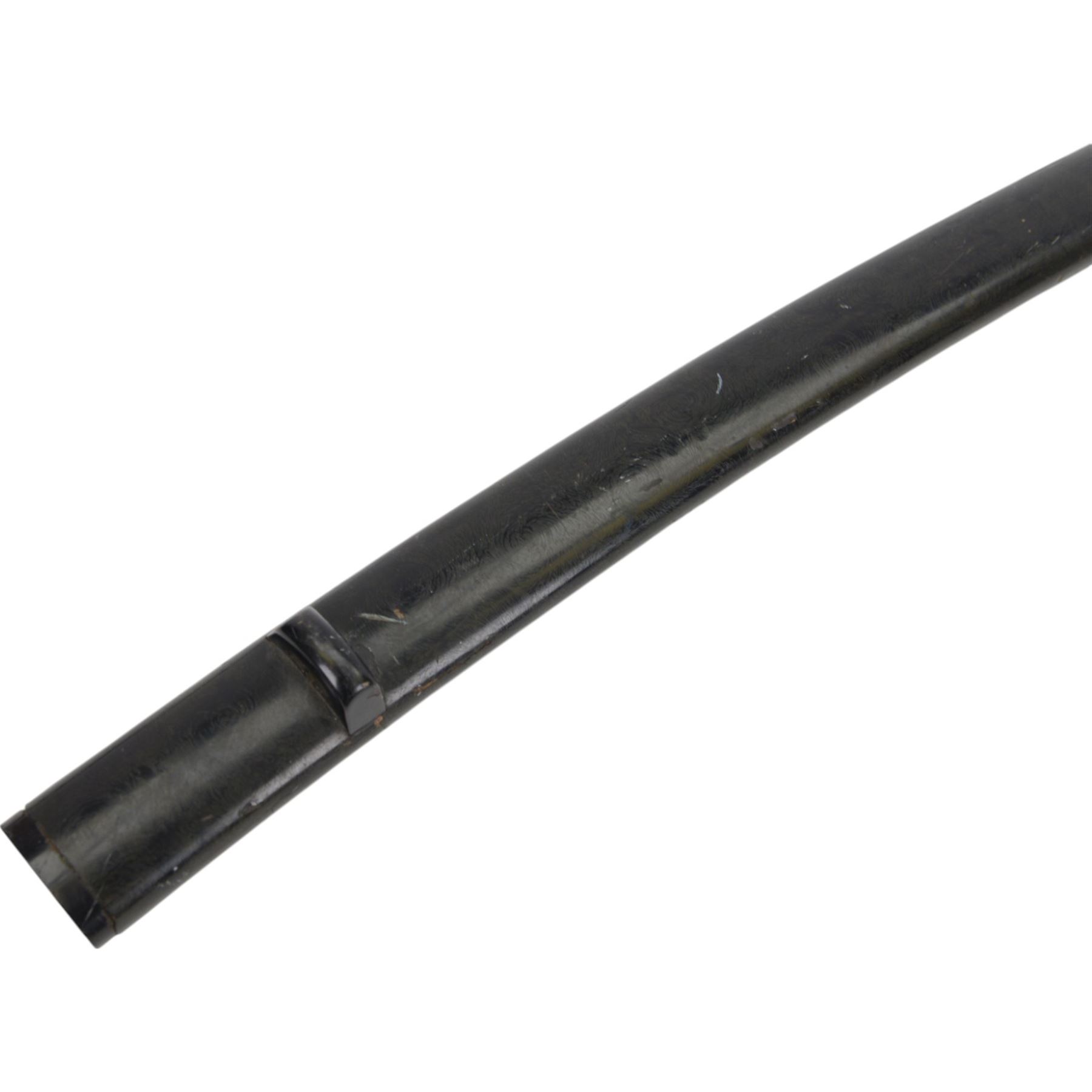 Replica Japanese katana with 63cm curved single edged blade in scabbard, overall L93cm, together with dagger with brass handle in a leather scabbard 