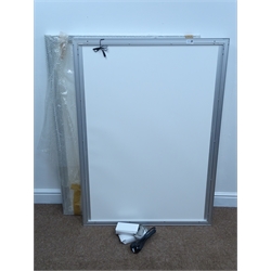  Four assorted roller banner stands, Pair A0 size LED snap frames with transformers, An A1 lockable aluminium poster case with transformers, an A3 curved light box, and an A3 flat light box  