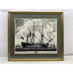 After John Boydell (British 1720-1804): HMS Terrible, 20th century reproduction engraving 50cm x 61cm