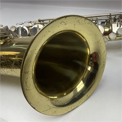 Czechoslovakian Corton tenor saxophone, probably 1970s/80s, serial no.132621; in fitted carrying case with crook and two mouthpieces