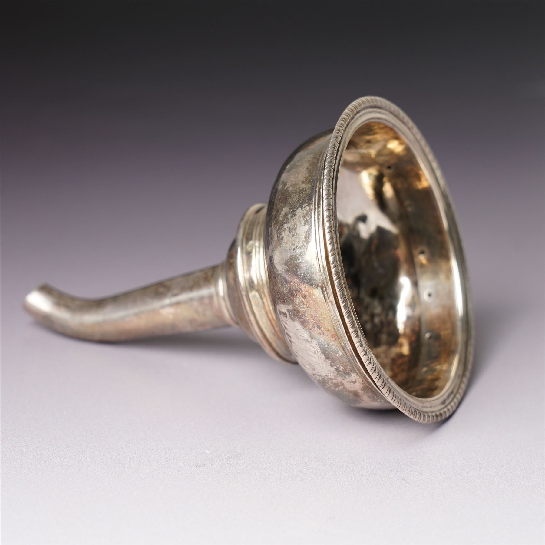 George III silver wine funnel engraved with a monogram L11cm marks rubbed