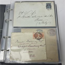 Postal history, including imperf penny reds on covers or entires, mourning cover, Cape of Good Hope overprinted postal stationary, pre-stamp items etc, housed in a ring binder folder