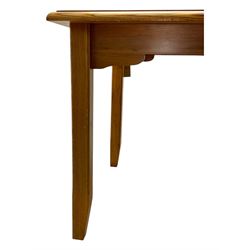 Laura Ashley - contemporary pine dining table, rectangular top with moulded edge, raised on square supports with chamfered lower sections