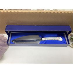 Murano glassware; Coalport and other figures; cut glassware including two decanter sets; drinking glasses; small collection of table bells; royalty commemorativeware etc