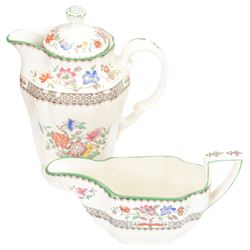 Copeland Spode Chinese Rose pattern extensive tea and dinner service, including eighteen dinner plates, twenty two desert plates, twenty cups and saucers, teapot, coffee pot, platters etc  
