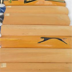 Sixteen signed miniature cricket bats, signed by 1990s County Cricket teams, including Northamptonshire 1992, Lancashire 1996, Surrey 1994, Essex 1991, Richard Blakely Benefit 1998, Worcester 1990 and Glamorgan 1994