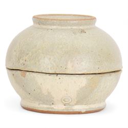 Studio pottery bowl and cover, Japanese style, with speckle glaze, with makers mark beneath G and 78