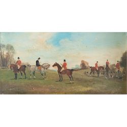Philip Henry Rideout (British 1860-1920): The Hunt, pair oils on board signed and dated 1896, 15cm x 30cm 