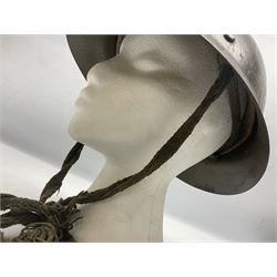 WW2 Japanese Army type 92 steel helmet with infantry star badge to centre, webbing liner and chin strap