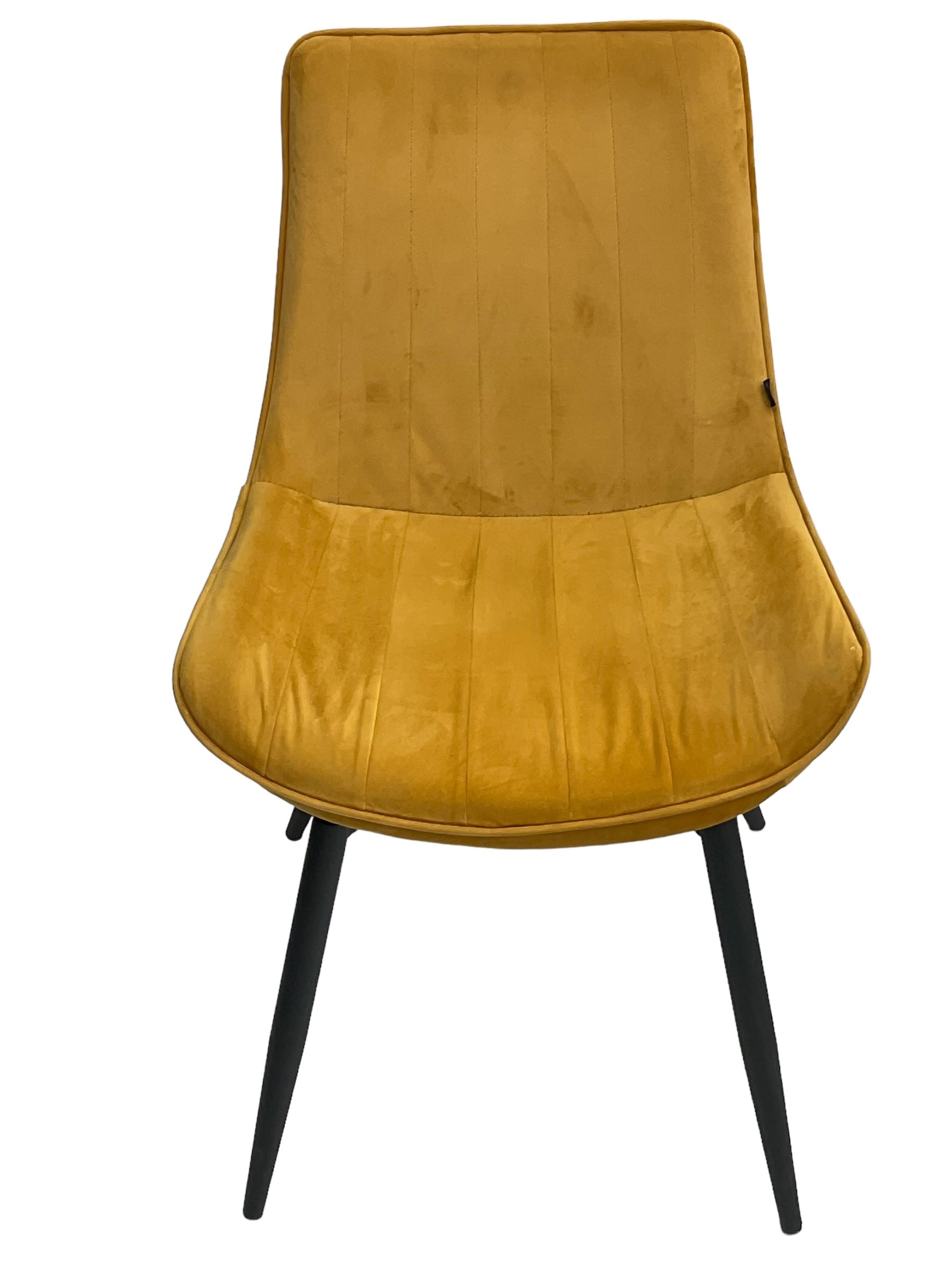 Cherry Tree Furniture - pair of contemporary dining chairs upholstered in mustard velvet fabric 
