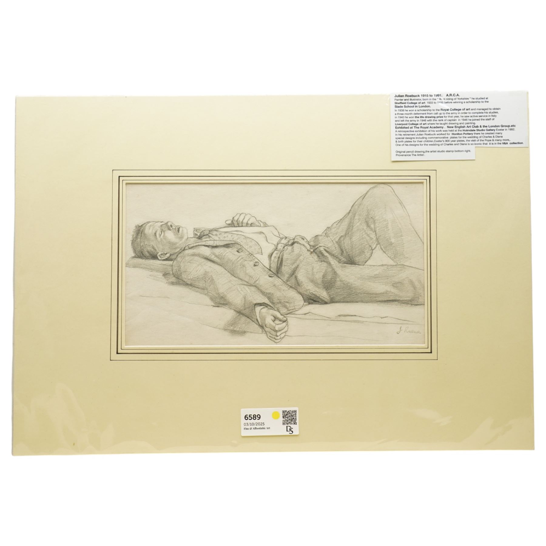 Julian Roebuck (British 1915-1991): Portrait of a Girl Seated and Life Studies, watercolour and three pencil sketches signed in pencil max 37cm x 28cm (unframed)