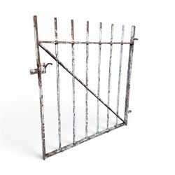 19th century wrought iron hand gate, with hinge loops and latch, in rustic white finish