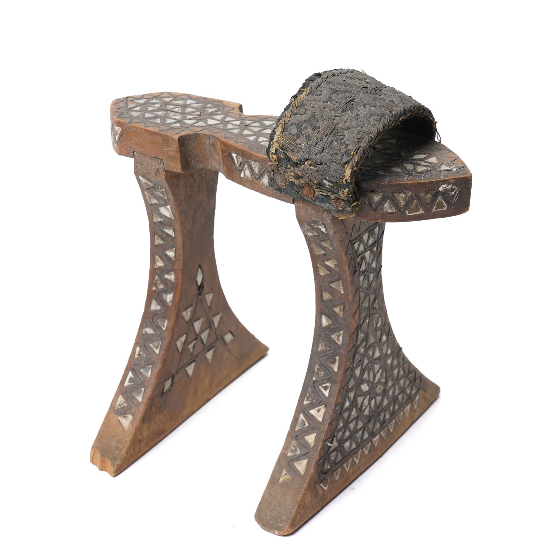 Pair of 19th century Ottoman Hamam nalins (bath clogs) with leather strap and inlaid decoration L23cm x H21cm