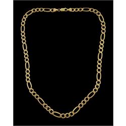 9ct gold flattened Figaro link chain necklace, stamped