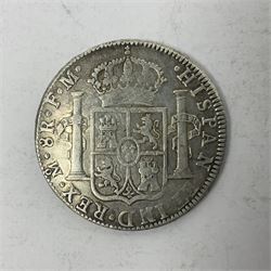 Charles IIII Mexico Spanish Colony 1792 eight reales silver coin