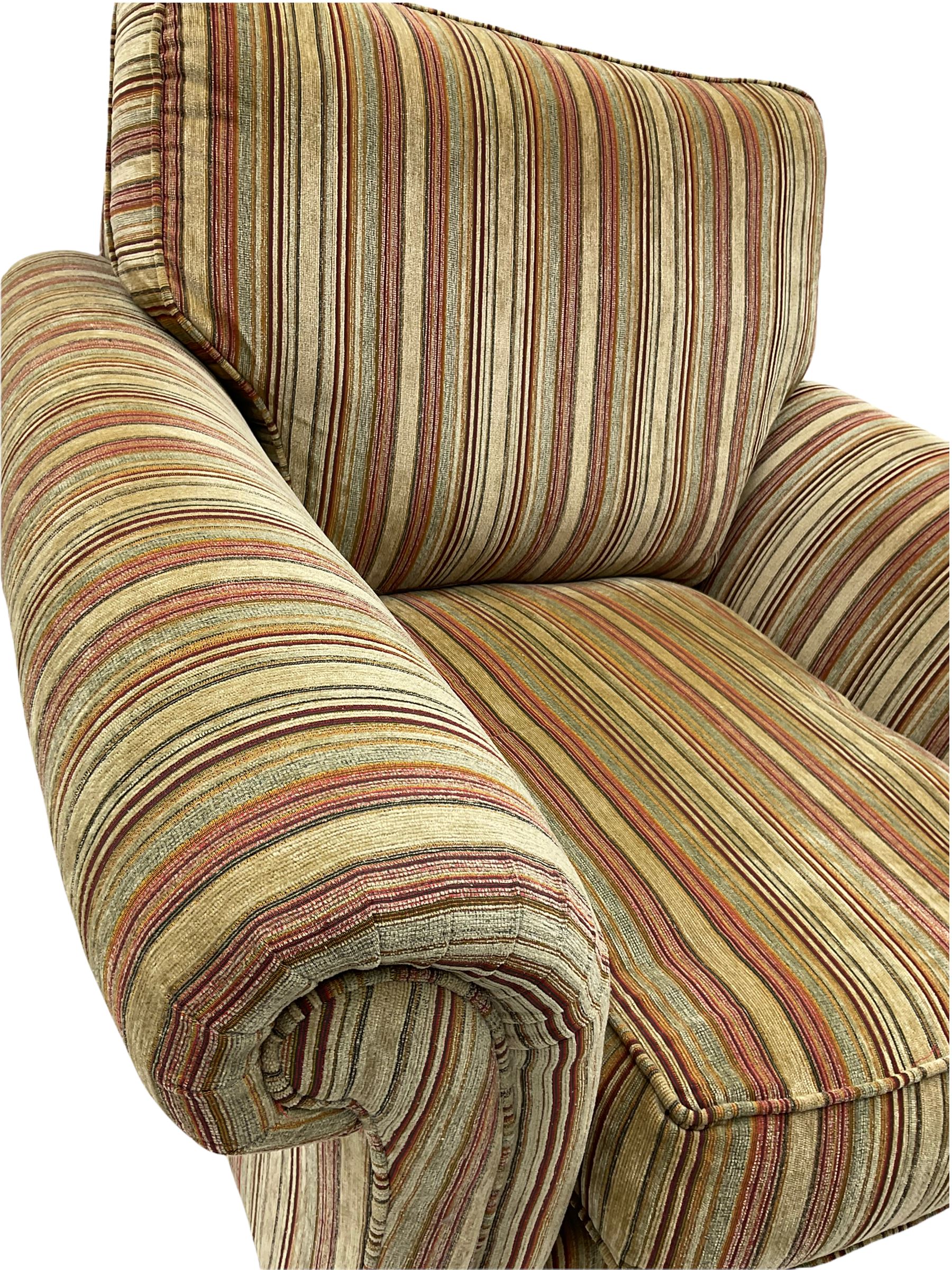 Parker Knoll armchair, upholstered in stripe fabric