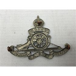 Third Middlesex Royal Garrison Artillery Volunteers Cap Badge, white meta Royal Artillery cap badge with “THIRD” to the top scroll and lower three part scroll “MIDDLESEX – R.G.A. – VOLUNTEERS”. Three lug fittings to the reverse.