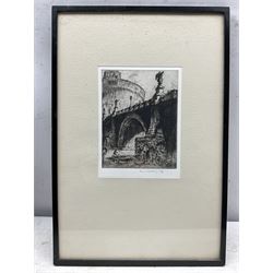 Sir Frank William Brangwyn RA RWS RBA (British 1867-1956): 'Ponte San Angelo - Rome', drypoint etching signed in pencil 20cm x 15cm